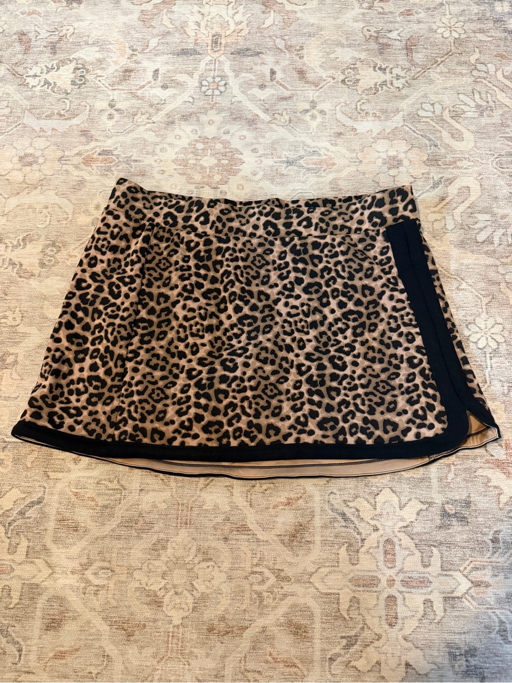 Joylab Leopard Print Mini Skirt with Black Trim